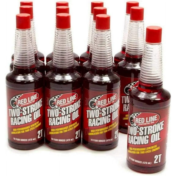 Red Line 40603 Two-Stroke Racing Motor Oil, Motorcycle High-Performance Synthetic Engine Lubricant, 16 fl.oz. Bottles (Pack of 12)