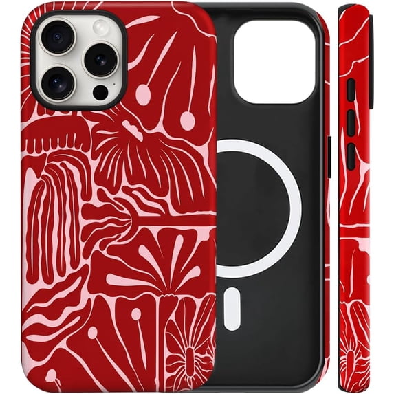 Red Line Art Phone Case Compatible with iPhone 16 Pro Max, Decorative ...