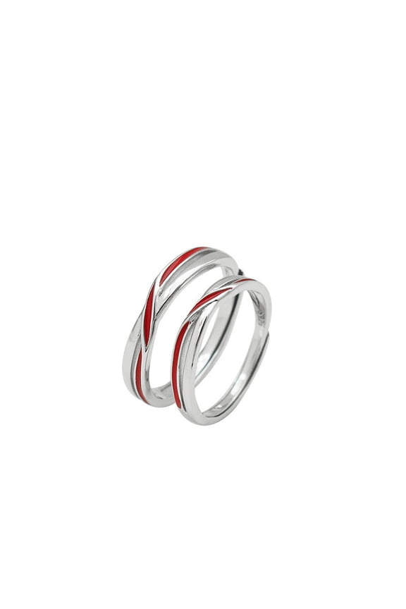 Red Line Couple Ring A Pair Of Students Simple And Light Luxury Long Distance Relationship Couple Rings