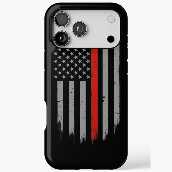 Red Line Firefighter Flag Patriotic iPhone Case 17 11 12 13 14 15 16 Pro Max