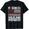 thumbnail image 1 of Red Line Flag Shirt My Heart Belongs Wildland Firefighter Black 3X-Large, 1 of 4