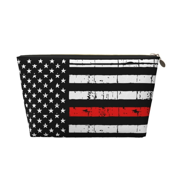 Red Line Flag Small Purse Organizer Zipper Cosmetic Handbag Tote Pouch For Women