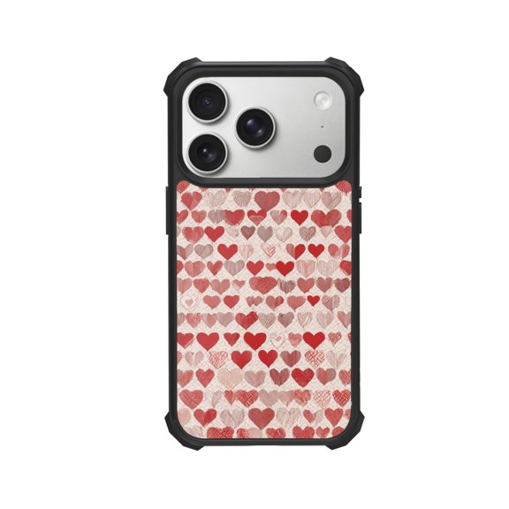 Red Line Heart Pattern Shockproof Case For iPhone 12 13 14 15 16 Pro Max Series – TPU Bumper + Hard PC Back, Air-Cushion Corners