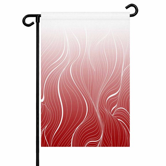 Red Line Pattern Garden Flags for Outside Gradient Waves Double Sided Yard Flags Outdoor House Decoration, Small 12X18 Inch