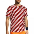 thumbnail image 1 of Red Line T-Shirt Men Christmas Candy Cane Stripes Casual Gym T Shirts Fast Dry Summer Hara, 1 of 5
