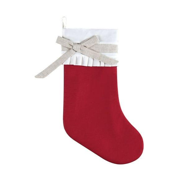Red Linen Holiday Christmas Stocking