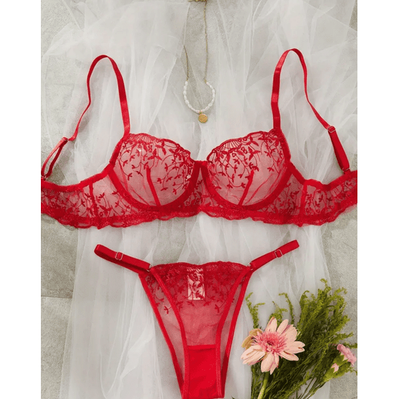 Red Lingerie Set See Through