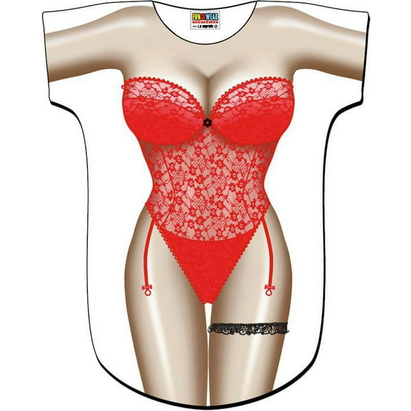 Red Lingerie Teddy Tee Shirt - Cover-Up #5 (One Size Fits Most)