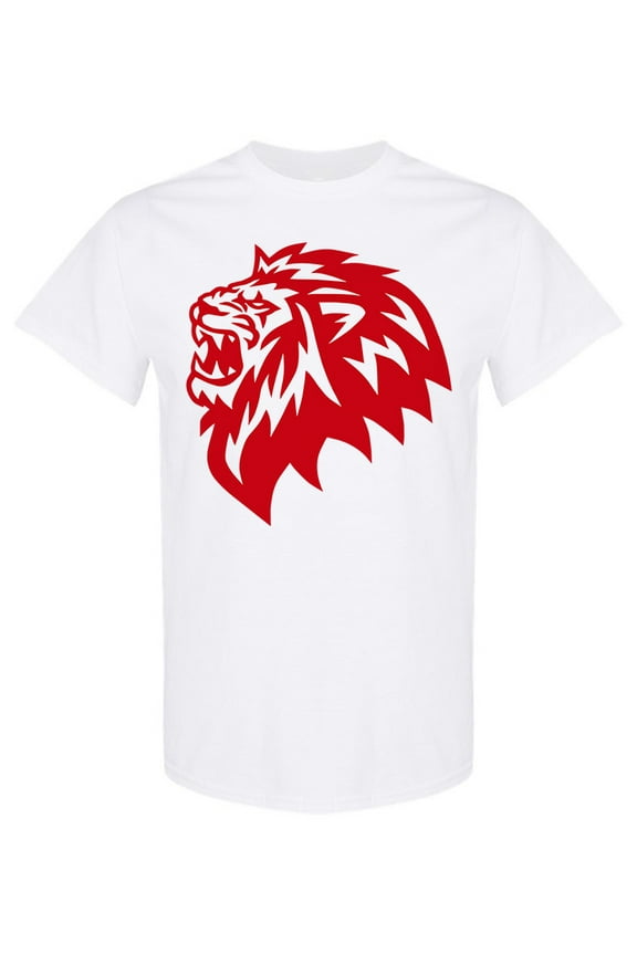 Red Lion Head Design T-Shirt Men -Image by Shutterstock, Male Small