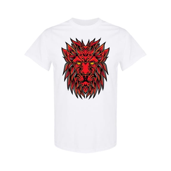 Red Lion Head Graphic T-Shirt Men -Image by Shutterstock, Male Small