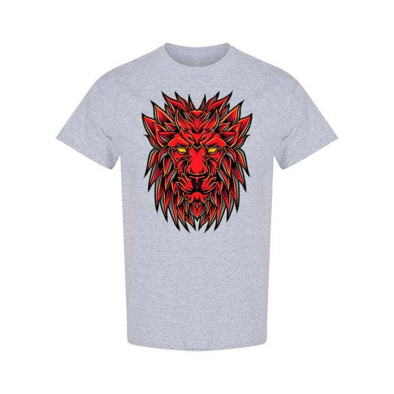 Red Lion Head Graphic T-Shirt Men -Image by Shutterstock, Male x-Large