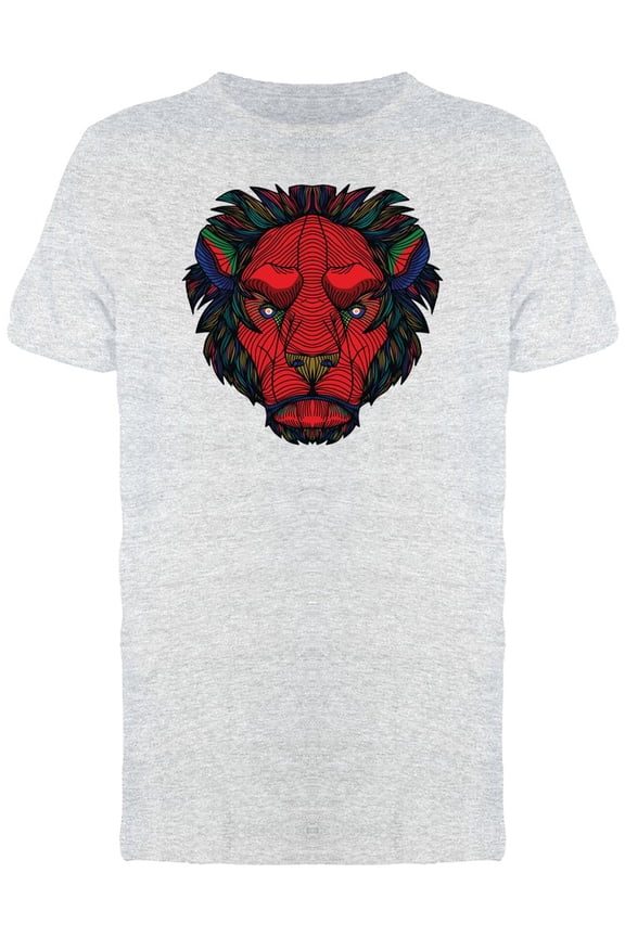 Red Lion Head T-Shirt Men -Image by Shutterstock, Male Large