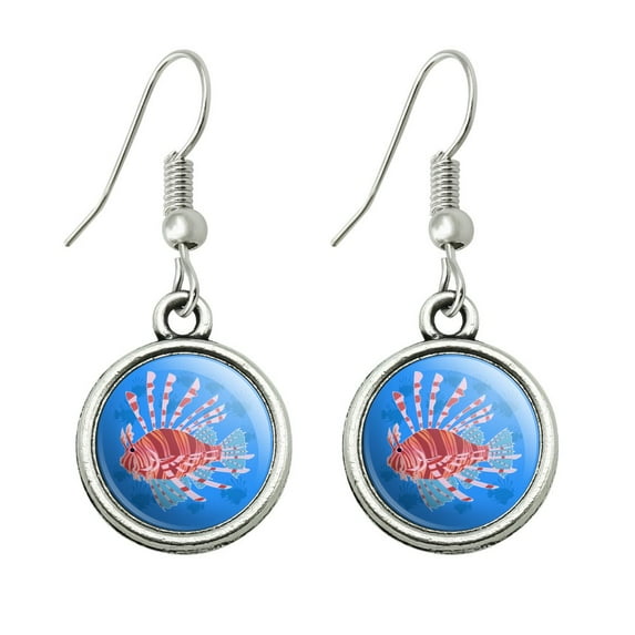 Red Lionfish Invasive Species Novelty Dangling Drop Charm Earrings