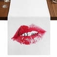 thumbnail image 1 of Red Lip 90 Inch Table Runner, Kiss Love Abstract Art Farmhouse Dresser Scarf Cotton & Linen Tablerunner for Dining/Kitchen Island/Holiday Party Décor 13" x 90", 1 of 9