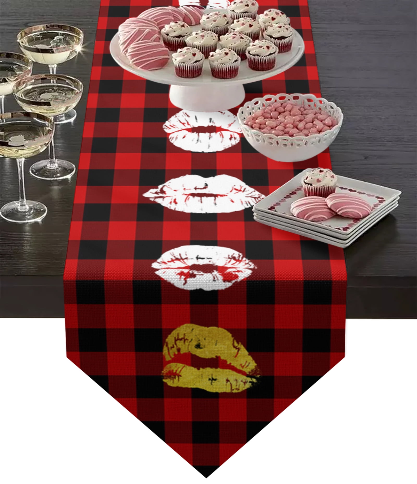 Red Lip Print Coffee Table r Tablecloth Wedding ration Dinning Table ...