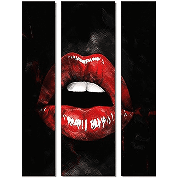 Red Lips Abstract Canvas PaintingSuitable for Living RoomBathroomOfficeand Hallway Decoration.