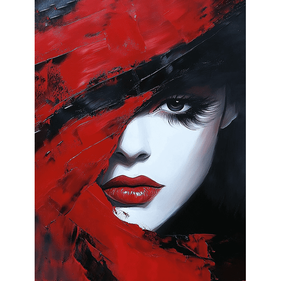 Red Lips Abstract Canvas Wall ArtSuitable for Living Room Office and Hotel Decoration.