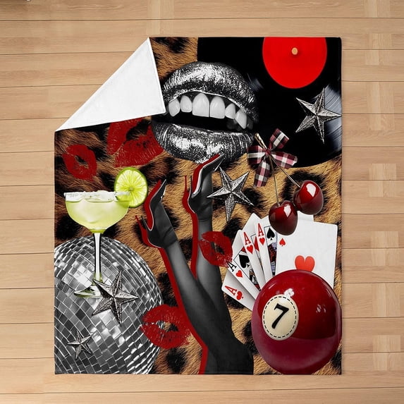 Red Lips And Leopard Print Disco Blanket for Couch Sofa Bed - Walmart.com