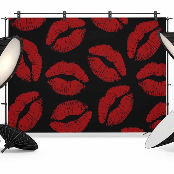 Red Lips Backdrop for Photography,Fabric Photo Background Backdrop,Modern Abstract Romantic Texture Aesthetic Photo Booth Background for Portrait Photoshoot Video Wedding Studio Decor Banner 8x6ft
