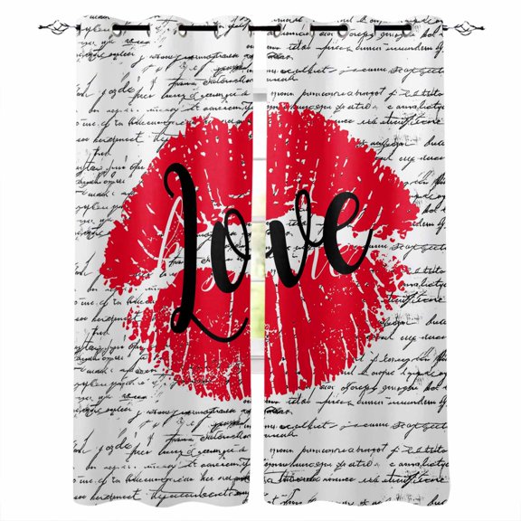 Red Lips Blackout Curtains for Bedroom Living Room Darkening Curtains 84 Inch Length 2 Panels Set Modern Romantic Abstract Retro Aesthetic Art Window Curtain Window Treatment Grommet Drapes 42"x84"
