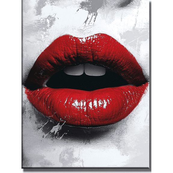 Red Lips Decorative Painting/Canvas Art Perfect for Living Room Bedroom Dining Room Office Studio Makeup RoomBoutique Art Gallery Modern Apartment Decor.