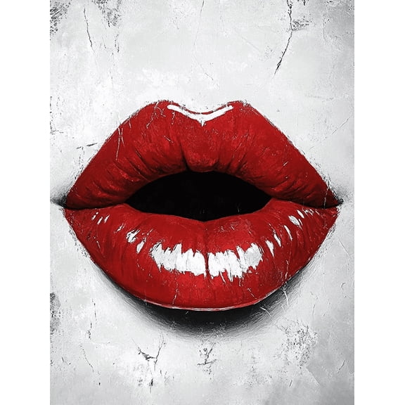 Red Lips Decorative Painting/Canvas Art Suitable for Decorating Living Room Bedroom Bathroom Office Dining RoomModern Abstract Red Lips Print Wall Art