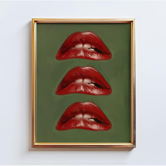 Red Lips Feminine Illustration Wall Art Home Decor