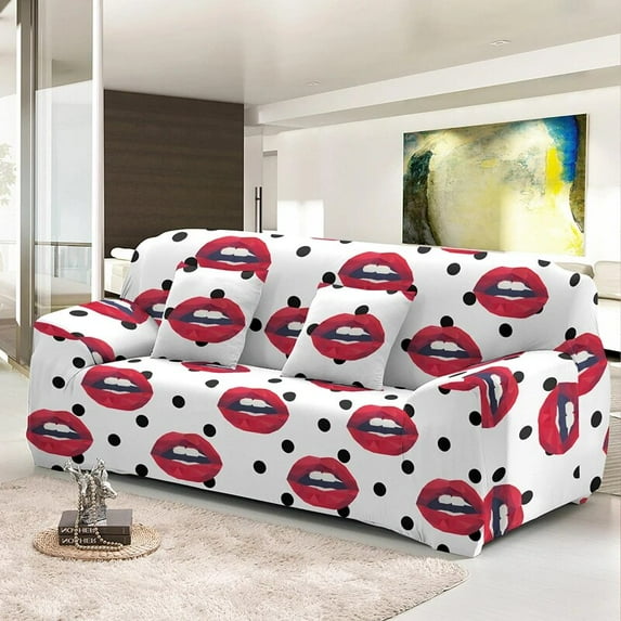 Red Lips Full-cover Elastic Couch Cover Dust Proof Stretch Sofa Covers 1/2/3/4 Seater Washable Slipcover For Living Room r