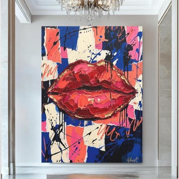 Red Lips Graffiti Pop Art Wall Art Print, Unframed Paper Poster 8x10in