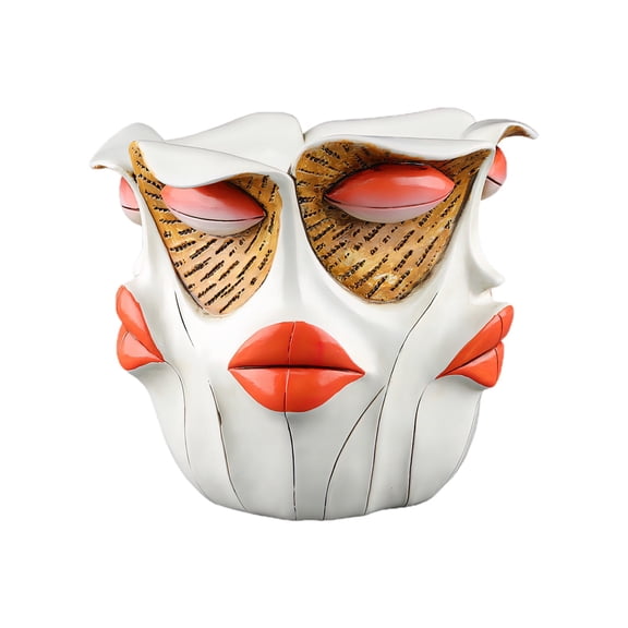 Red Lips Human Face Flower Pots for Indoor Outdoor Plants Resin Abstract Face Planter Box Creative Desktop Flowerpots for Modern Home Decor and Artistic Succulent Plant Container and Art Gift
