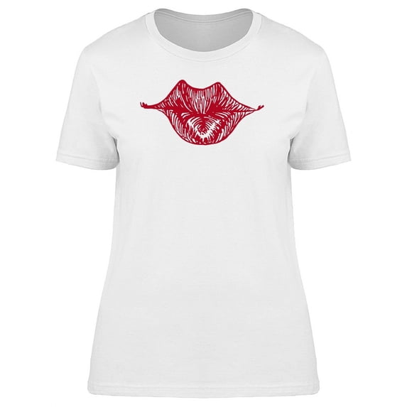 Red Lips In Red Ink T-Shirt Women -Image by Shutterstock, Female XX-Large