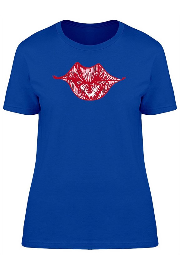 Red Lips In Red Ink T-Shirt Women -Image by Shutterstock, Female XX-Large