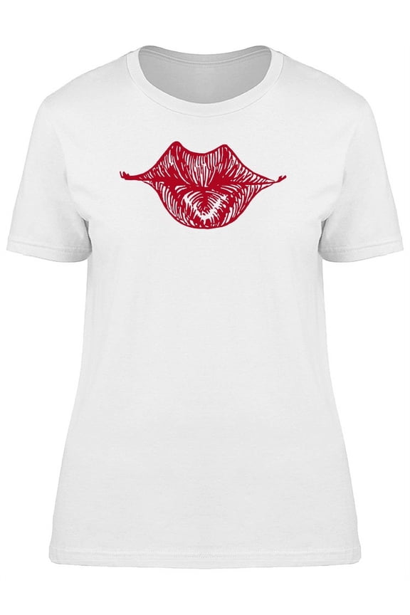Red Lips In Red Ink T-Shirt Women -Image by Shutterstock, Female x-Large