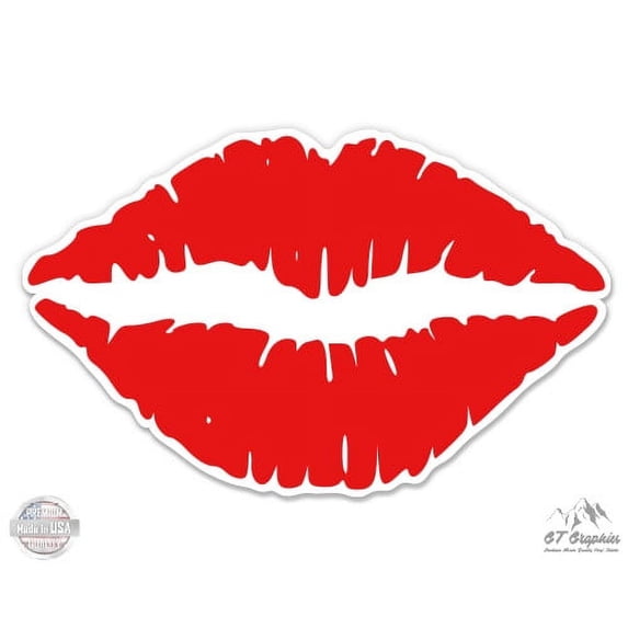 Red Lips Kiss Sexy - 5" Vinyl Sticker - For Car Laptop I-Pad - Waterproof Decal