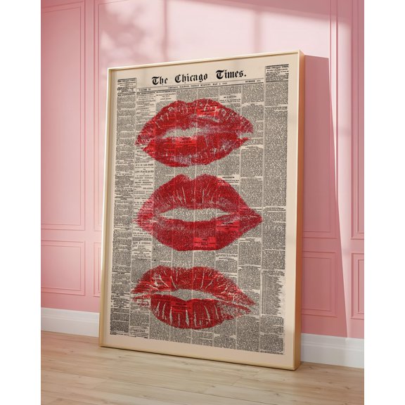 Red Lips Kiss Wall Art Home Decor