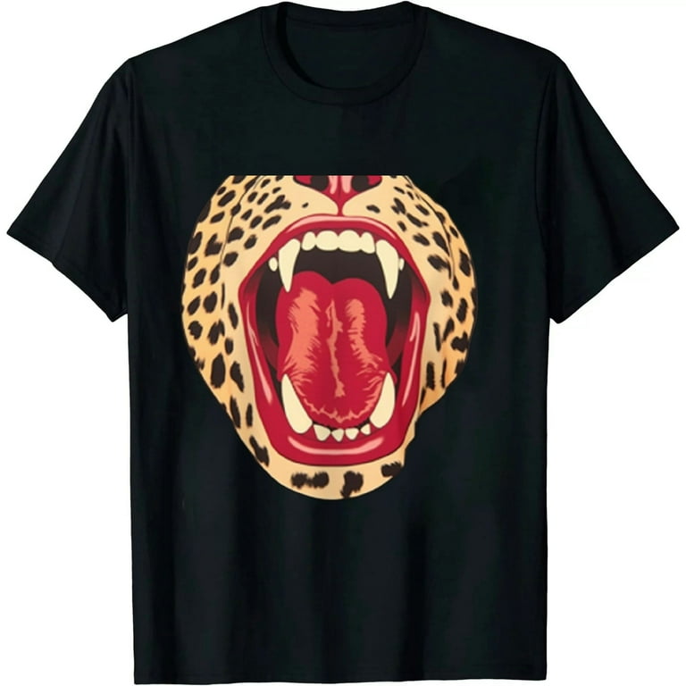 Red Lips Leopard Tongue Cheetah Animal Print Trendy Graphic T-Shirt Red Lips Leopard Tongue Cheetah Animal Print Trendy Graphic T-Shirt