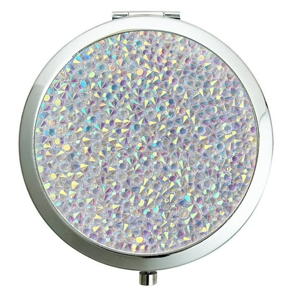 Red Lips Lipstick Bag Pattern Double-sided Makeup Mirror Folding Mirrors Crystal Pocket Magnifying Compact Mirror Party Favors (Moonlight)