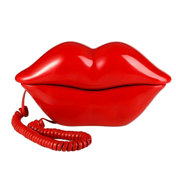 Red Lips Telephone, Gaqring Retro Novelty Desk Phone with Clear Sound Quality, Classic Red Lip Design Corded Landline Phone for Home Office Decor Gift