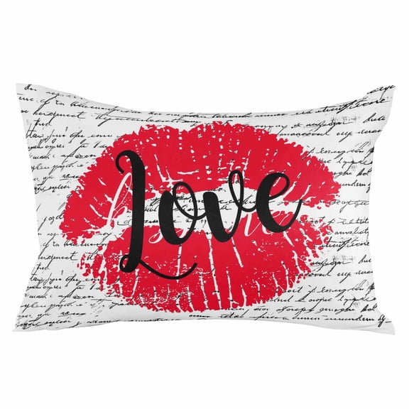Red Lips Throw Pillow Cover 16 x 24 Inch Decorative Pillow Cover Modern Romantic Abstract Retro Aesthetic Art Lumbar Pillowcase Seasonal Rectangle Cushion Case for Couch Sofa Bed Living Room
