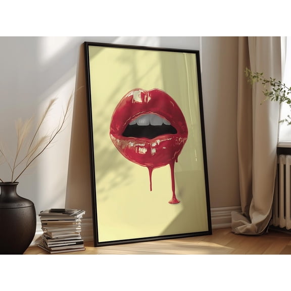 Red Lips Wall Art Print Pop Art Statement Modern Contemporary Decor