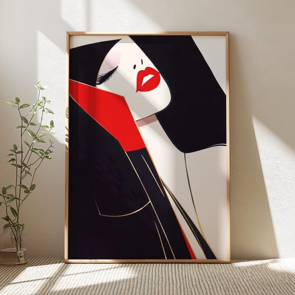 Red Lips Wall Art, Vogue Print, Retro Decor, Trendy Girl Room Decor, Retro Wall Art, Kiss Lips Wall Art, 70S Wall Print #2321, Unframed Poster Size 8x12
