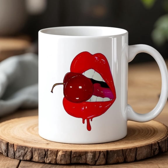 Red Lips ry Mug Bold y Pop Arup oz Ceramic Mug Aesthetic, y, and Edgy Gift Ideas.