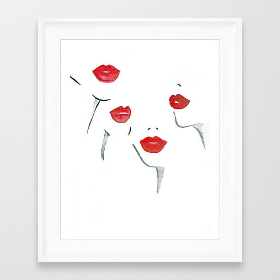 Red Lipstick Art Poster Fashion Illustration by Sabina Fenn Poster Art Print Home Decor, Unframed Poster Size 24x36 F03.1.20l379