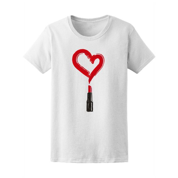 Red Lipstick Heart Shaped Stroke T-Shirt Women -Image by Shutterstock, Female Medium