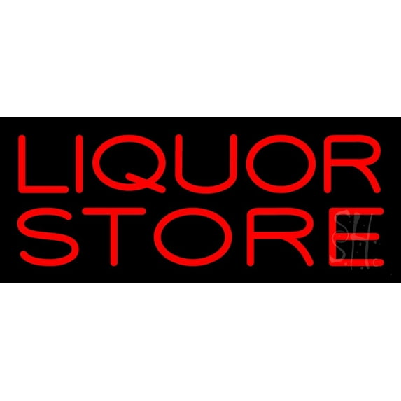 Red Liquor Store LED Neon Sign 6 x 15 - inches, Clear Edge Cut Acrylic Backing, with Dimmer - Bright and Premium built indoor LED Neon Sign for Bar decor.