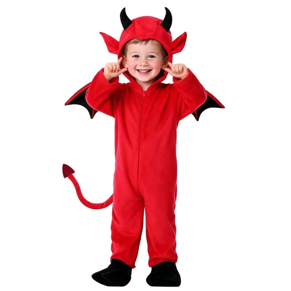 Red Little Devil Teen Costume, Soft Plush Fabric, Cute Styling
