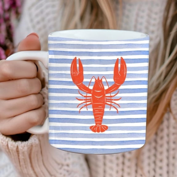Red Lobster Ceramic Mug, Sted Coastal Accenoffee Mug, Ocean Theme Gifting Idea, Coastal Beach House Kitchen Home Dr, Lobster Art.