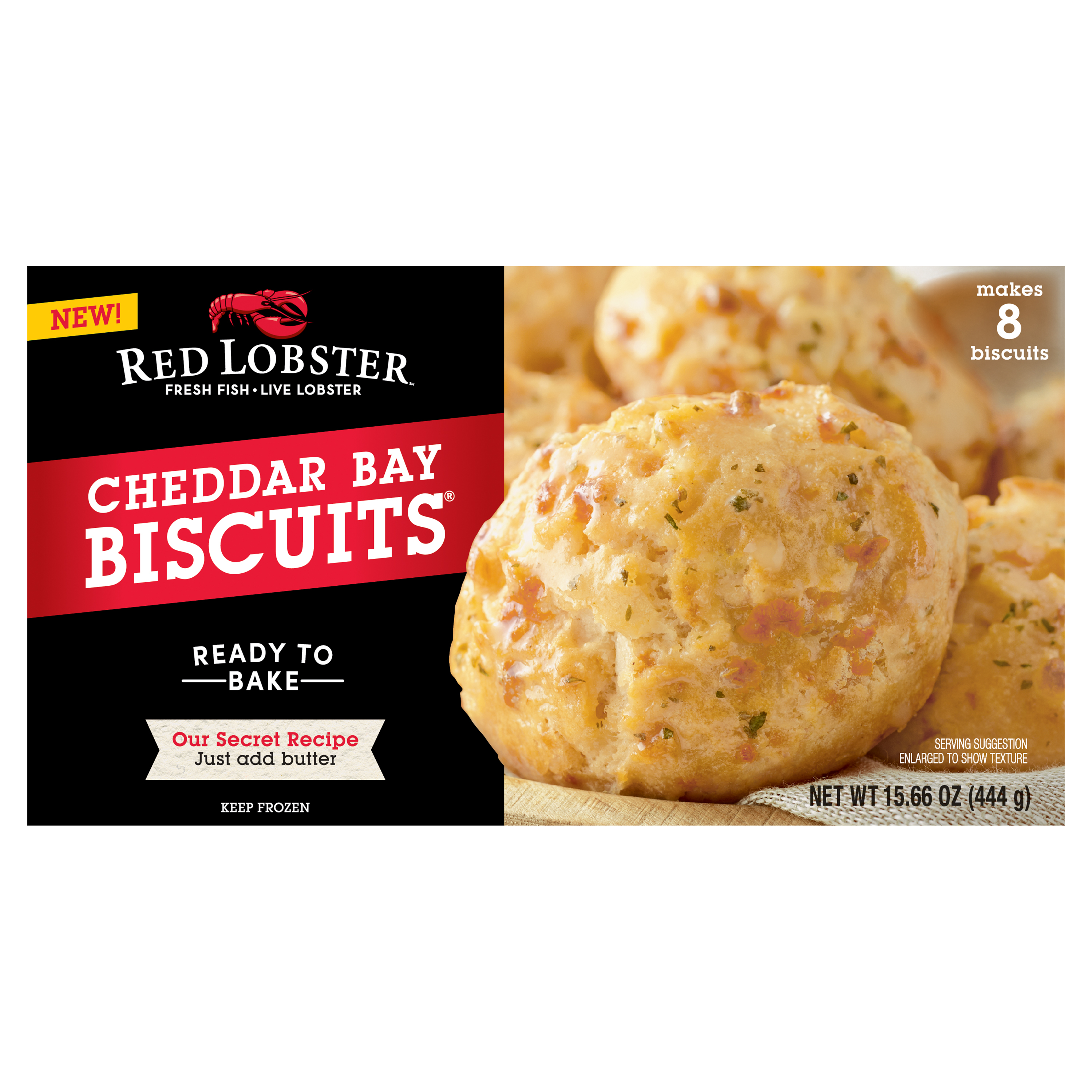 Red Lobster Cheddar Bay Frozen Biscuits, Ready to Bake, Makes 8 Biscuits, 15.66 oz Box - image 1 of 7