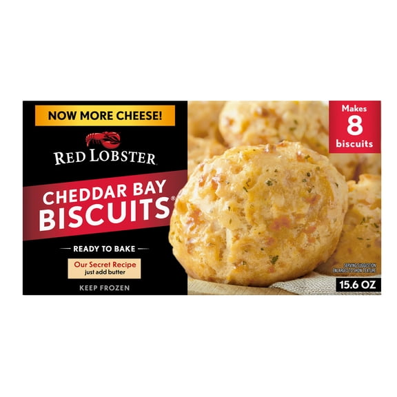 Red Lobster Frozen Cheddar Bay Biscuits, Ready to Bake Frozen Bread Biscuits, 8 Count, 15.66 Oz Box