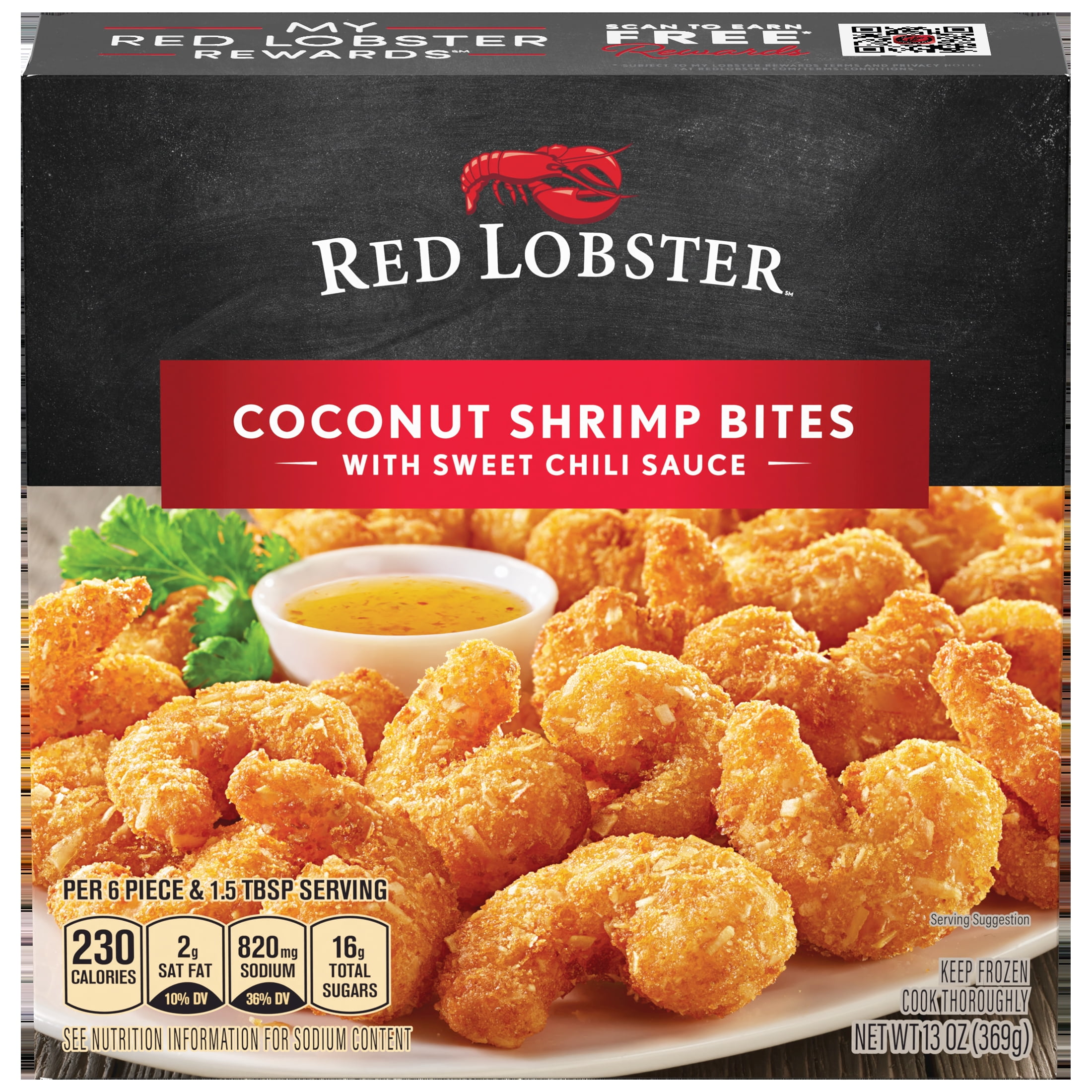 Red Lobster Coconut Shrimp Bites with Sweet Chili Sauce, Breaded Shrimp, Frozen, 13 oz